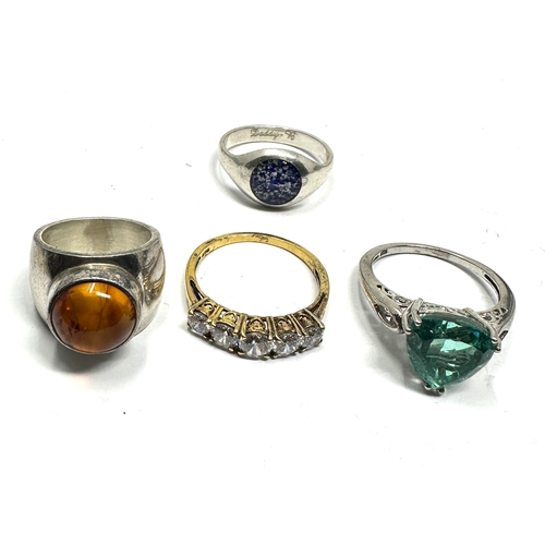 188 - 4 vintage silver stone set rings weight 25g