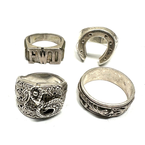 190 - 4 Vintage chunky silver rings weight 46g