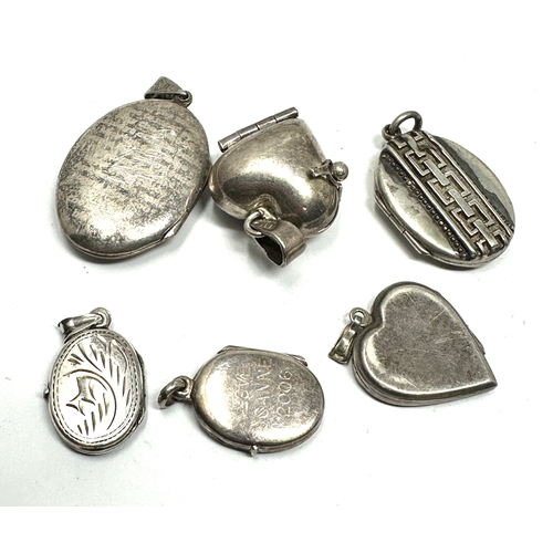 191 - 6 vintage silver lockets largest measures approx 4cm drop weight 32g