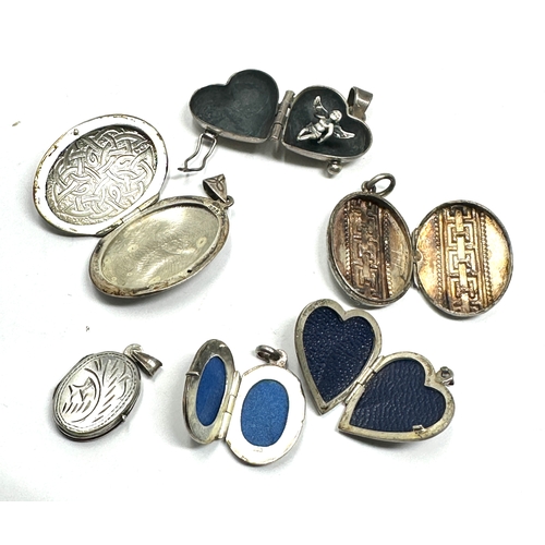 191 - 6 vintage silver lockets largest measures approx 4cm drop weight 32g