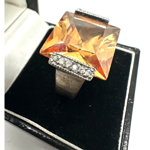 193 - Large Vintage chunky silver gemstone set dress ring weight 18g