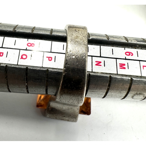 193 - Large Vintage chunky silver gemstone set dress ring weight 18g