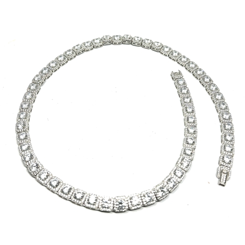 195 - silver gemstone set necklace measures approx 52cm long weight 56g