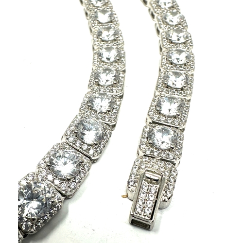 195 - silver gemstone set necklace measures approx 52cm long weight 56g