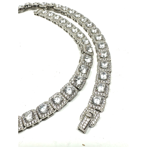 195 - silver gemstone set necklace measures approx 52cm long weight 56g