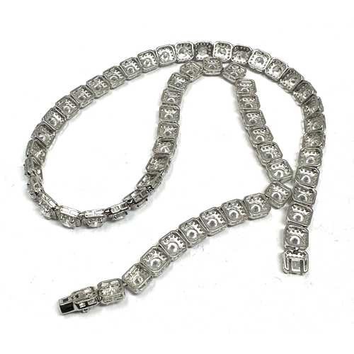 195 - silver gemstone set necklace measures approx 52cm long weight 56g