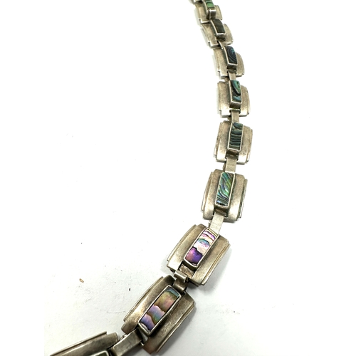 196 - Vintage mexican silver abalone set necklace weight 41g measures 53cm long