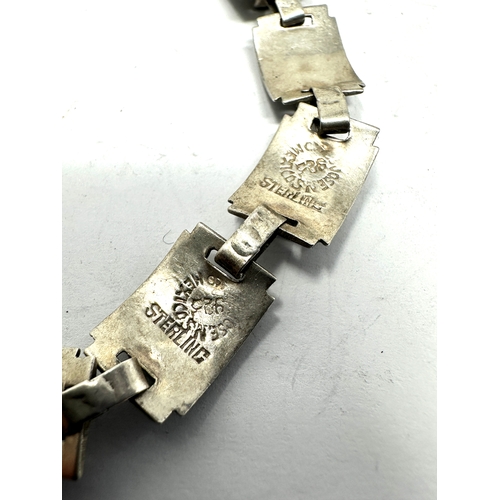 196 - Vintage mexican silver abalone set necklace weight 41g measures 53cm long