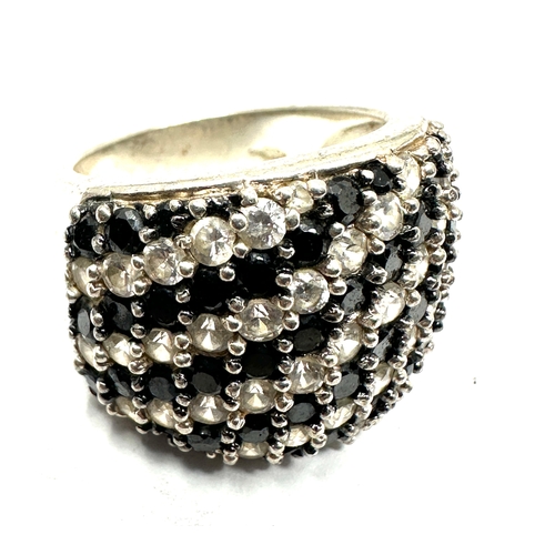 197 - 3 chunky vintage gemstone set silver rings weight 32g