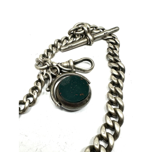 35 - Antique silver albert watch chain & swivel fob weight 70g