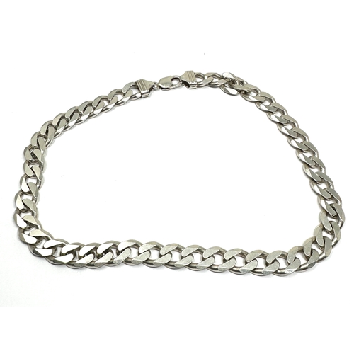 200 - Heavy vintage chunky silver curb link necklace chain weight 130g measures approx 51cm long