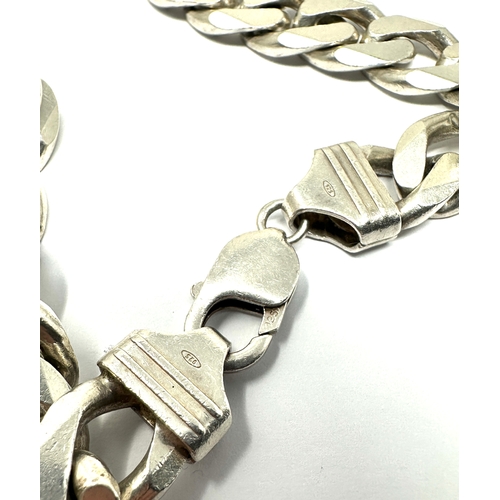 200 - Heavy vintage chunky silver curb link necklace chain weight 130g measures approx 51cm long