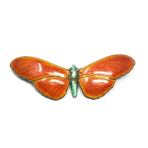 202 - Large silver & enamel butterfly brooch measures approx 7cm wide