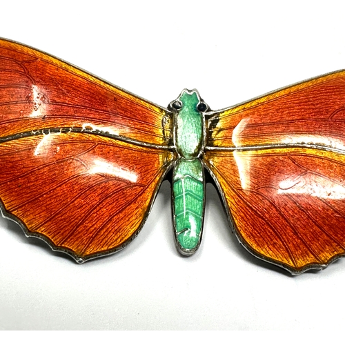 202 - Large silver & enamel butterfly brooch measures approx 7cm wide