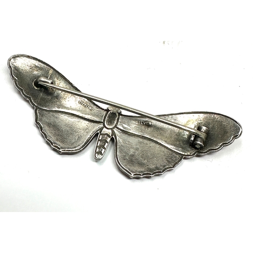 202 - Large silver & enamel butterfly brooch measures approx 7cm wide