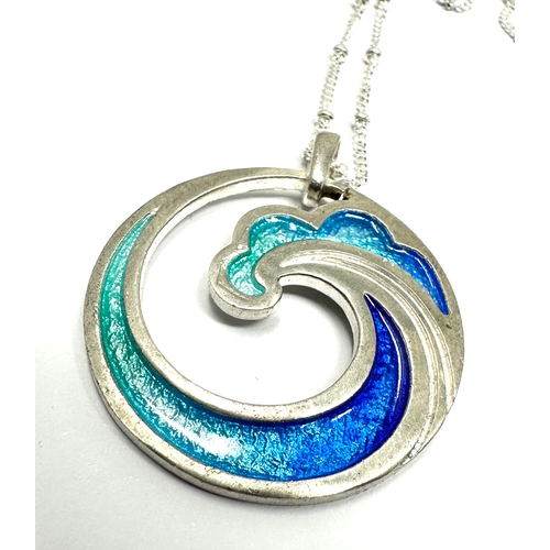 204 - Malcolm gray silver & enamel pendant necklace