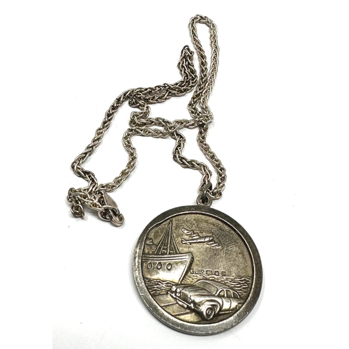 206 - Large vintage georg jensen silver st christopher pendant necklace  measures approx 3.1cm dia