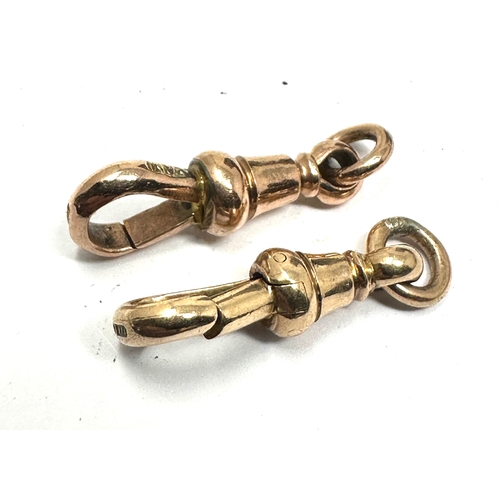 487 - pair of antique 9ct gold watch chain dog clips weight 4.4g