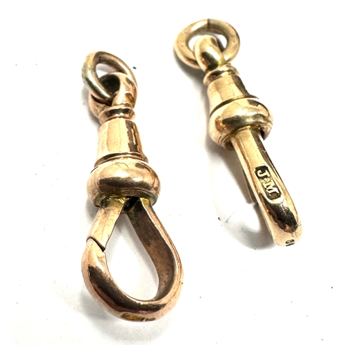 487 - pair of antique 9ct gold watch chain dog clips weight 4.4g