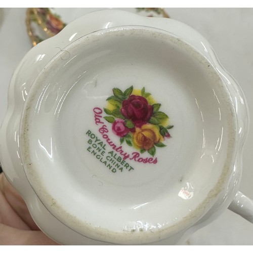 76 - Three vintage cup and saucer sets ' Royal Crown Derby Brittany', ' Royal Albert Old Country Rose' an... 