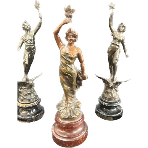 12 - Three vintage Spelter figures one signed, tallest measures approximately 13 inches tall