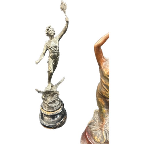 12 - Three vintage Spelter figures one signed, tallest measures approximately 13 inches tall