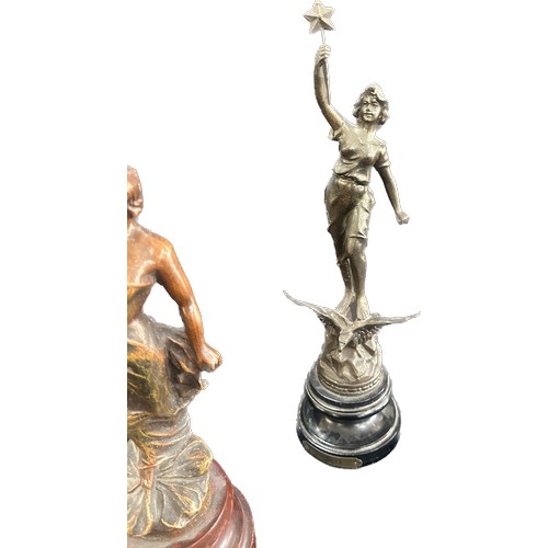 12 - Three vintage Spelter figures one signed, tallest measures approximately 13 inches tall