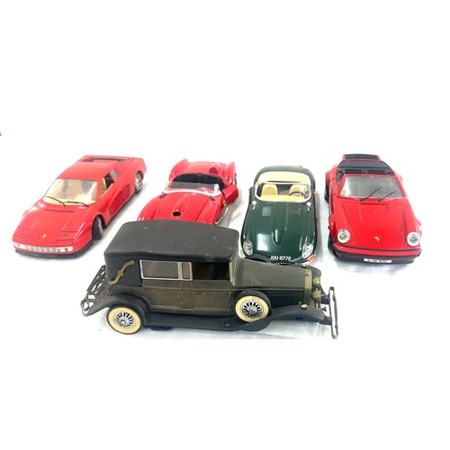 77 - Selection of various 1/18 scale diecast and plastic cars to include Tonka, Burajo, Jaguar, Ferrari a... 