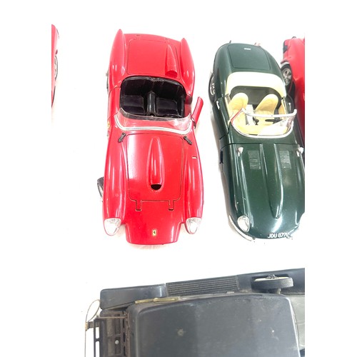 77 - Selection of various 1/18 scale diecast and plastic cars to include Tonka, Burajo, Jaguar, Ferrari a... 