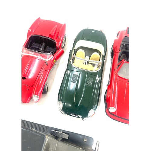 77 - Selection of various 1/18 scale diecast and plastic cars to include Tonka, Burajo, Jaguar, Ferrari a... 