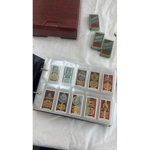 149 - Selection of tea and cigarette cards to include Army Badges, flags, gold, aviation etc