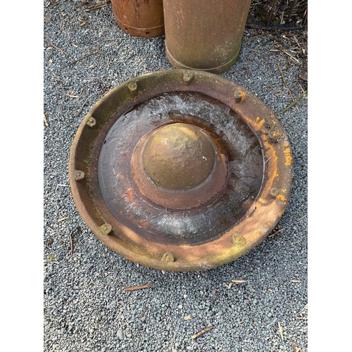 99S - Vintage cast iron chicken feeder, approximate diameter 34 inches