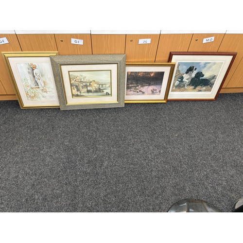 51 - Selection of Four assorted framed prints largest measures approximately 23 inches by 27 inches