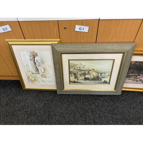 51 - Selection of Four assorted framed prints largest measures approximately 23 inches by 27 inches