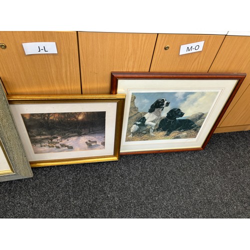 51 - Selection of Four assorted framed prints largest measures approximately 23 inches by 27 inches