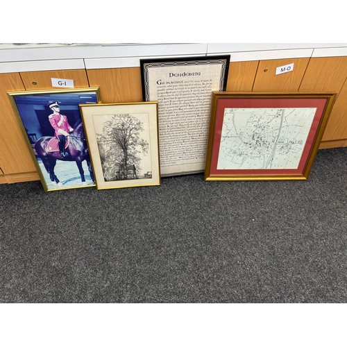 160 - Selection of 4 framed pictures and prints largest measures approximately 30 inches by 19 inches