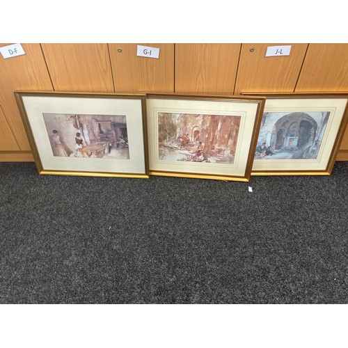 50 - Selection of three framed Russel Flint Prints largest measures approximately 23 inches b y 26 inches