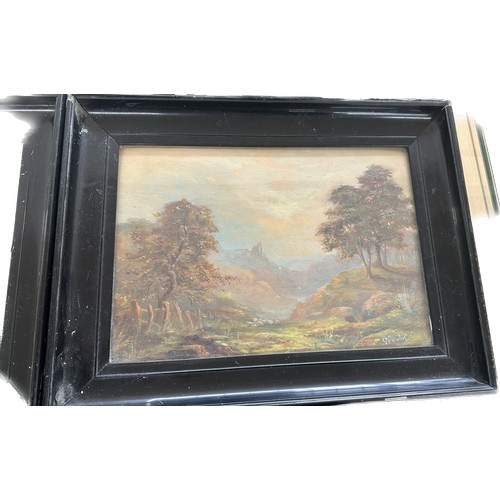 10 - Two framed paintings depicting woodlands scenes signed ' Newton' frame measures approximately 19 inc... 