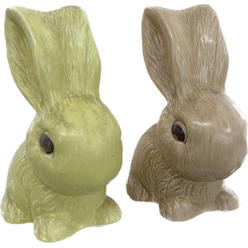 52 - Two large Sylvac porcelain rabbit ornaments one beige colour, one lemon, overall measurements approx... 