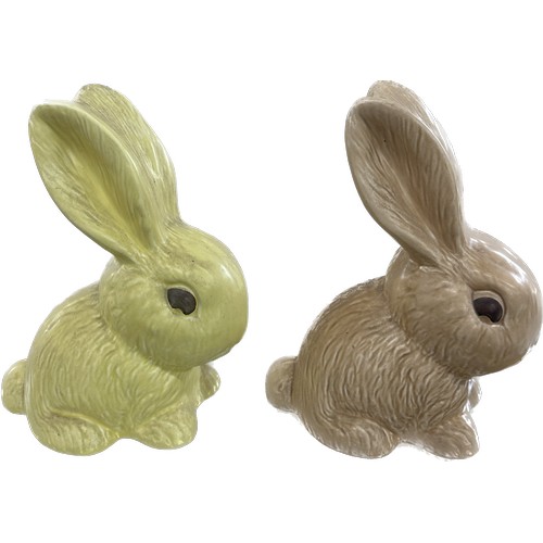 52 - Two large Sylvac porcelain rabbit ornaments one beige colour, one lemon, overall measurements approx... 