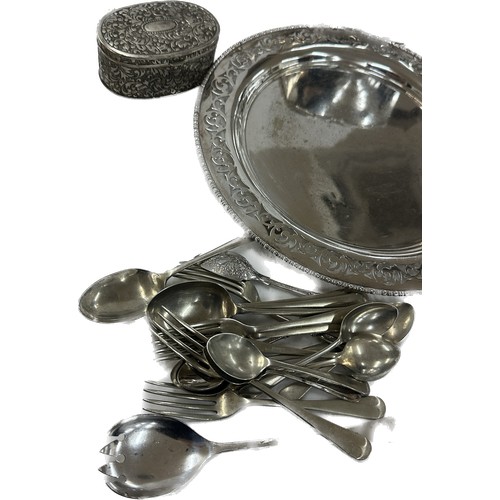 167 - Large selection of silver plated items to include a tea pots, trays, candle sticks, etc