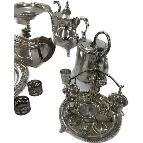 167 - Large selection of silver plated items to include a tea pots, trays, candle sticks, etc