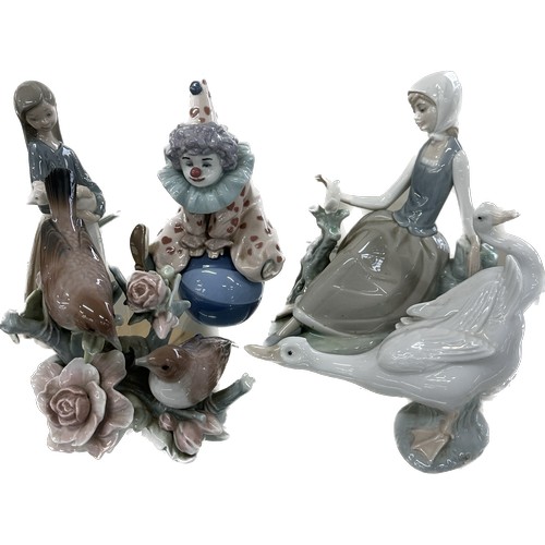 44 - Selection of LLadro and Nao figures to include Sherpherdness Girl sitting with a dove' , ' Having a ... 