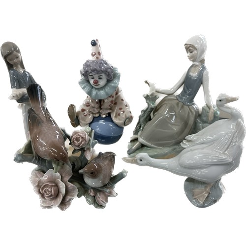 44 - Selection of LLadro and Nao figures to include Sherpherdness Girl sitting with a dove' , ' Having a ... 