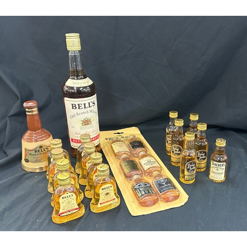 514 - Selection of whisky alcohol to include bells whisky miniatures, bells 75cl bottle etc