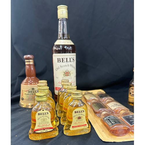 514 - Selection of whisky alcohol to include bells whisky miniatures, bells 75cl bottle etc