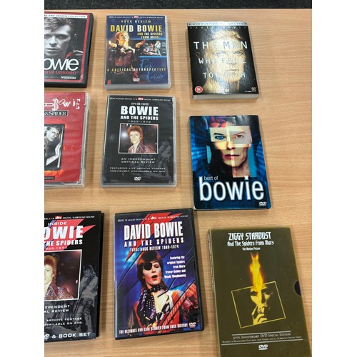 137 - Selection of 21 David Bowie DVDS to include starman, Sploers from mars etc