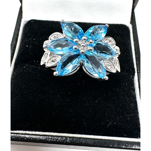 215 - Gemporia Swiss Blue Topaz Ring with White Topaz in Sterling Silver 4.38cts