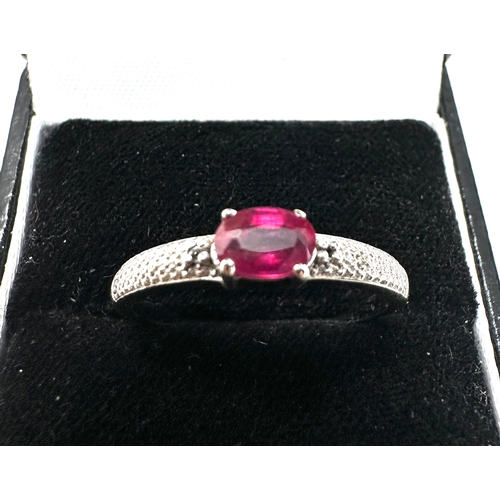 213 - Gemporia Malagasy Ruby Ring with White Topaz in Sterling Silver 0.41ct with c.o.a
