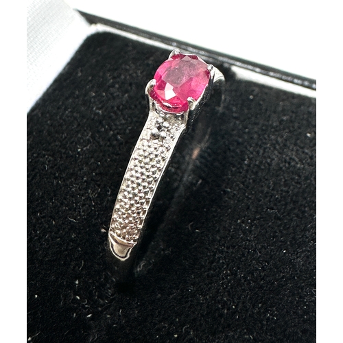213 - Gemporia Malagasy Ruby Ring with White Topaz in Sterling Silver 0.41ct with c.o.a